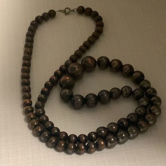 Vintage Korea Graduated Bronze Brass Beads on Chain Necklace 30” - Picture 5 of 10